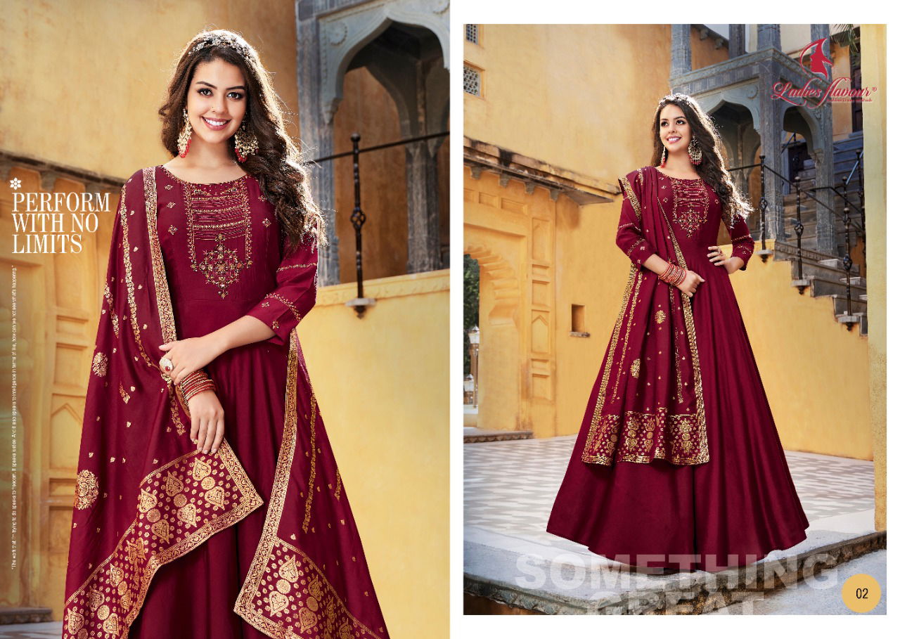 Ladies Flavour Rangrez Wholesale Readymade Gown Catalog